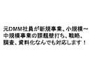 元DMM新規事業開発者が新規事業を支援します 新規事業や既存事業の壁打ち、調査、戦略立案、アイデア出し等 イメージ1