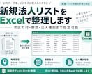 新規法人リストをExcelで整理します 市区町村・期間・法人種別まで指定できます イメージ1