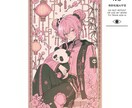額装映え 華やかなキャライラストを制作します 装飾フレーム・花・星・月・中華風など、額装映えする華やかさ❁ イメージ3