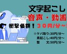 破格！30円/分～テープ・動画の文字起こしをします 面倒な作業をだれよりも安く・早く・丁寧に提供。 イメージ1
