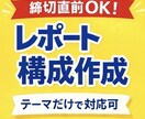 レポートの構成案・アウトラインを作成しますます 締切直前OK！レポートの骨組み（構成案）を一緒に作ります イメージ1