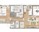 １K、１LDK専用⭐︎家具付間取図作成します イメージをもとにデザイン作成いたします！ イメージ1