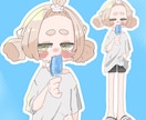 味のある絵柄でオリジナルイラスト描きます SNS・サムネイルなど！ジト目が可愛い！商用利用◎ イメージ1