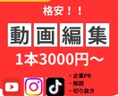 SNSショート動画作成承ります 動画編集3000〜イメージに合った編集をいたします！ イメージ1