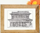 気軽に飾れるボールペン画のモノクロアート作ります 簡易額入り送料込み：はがきサイズの中で作る豊かな世界。 イメージ1
