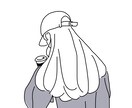 手描きのマジックペン風シンプル線画アイコン描きます 小物,カラー,肩下,名前入りの内組み合わせ4点まで無料♪ イメージ2