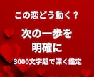この恋をどう進めるか、とことん詳しく鑑定します 3000文字超で次の一歩を明確に★相手の本音や動く時期深堀り イメージ1