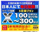 X５日間毎日100RTいいね以上拡散します Twitter日本人ユーザ！毎日RT、いいね、表示回数の増加 イメージ1