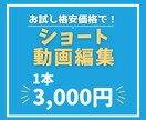 SNS用ショート動画1本3,000円で編集します 素材を送るだけ、あとはお任せ。最短即日！サクッと1本。 イメージ1