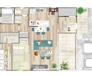家具付⭐︎マンションの手描き風間取り図、作成します 家具や寝具、床材など再現します イメージ2