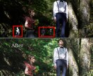写真に写り込んだ不用物を除去します レタッチソフトを使い消したい物を除去します。 イメージ1