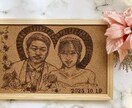 写真から似顔絵を制作し足形と一緒にコルクに焼きます 成長記念に残せる似顔絵と足形アート制作 イメージ2