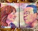 温かくて絵画的✨オシャレでそっくりな似顔絵描きます アクリル画の多彩なカラー、世界に一つの記念になる似顔絵作品 イメージ4
