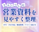ごちゃついた営業資料を商談で伝わりやすく整理します テキスト進行◯。既存の営業・提案資料を見やすい資料へ整えます イメージ1