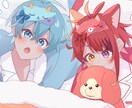 かわいいイラスト制作します 1枚絵らSNSアイコン、サムネ、など気軽にご相談下さい イメージ1