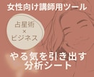 女性向けコンサルの会話が弾む分析ツールを販売します 女性生徒のやる気と個性を引き出し、楽しいコミュニケーションを イメージ1