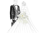 線画のおしゃれなウェルカムボードを作成します 前撮り写真は不要でおしゃれな似顔絵イラストを作成いたします。 イメージ1