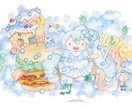 商用可！透明水彩で豪華！華やかな1枚を作成します 鑑賞用/小説等の表紙や挿絵/配信サムネ/グッズ/HPなど イメージ3