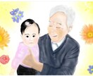 長寿祝いにおすすめ。柔らかいタッチで描きます 大切なご家族様の敬老の日、誕生日、長寿祝いの似顔絵描きます イメージ1