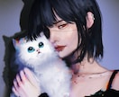 ダークな雰囲気で女性と猫を描きます 男性や他の生き物でも可能です！お気軽にご相談下さいね！ イメージ2