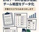 野球チームの各選手成績、チーム戦歴をデータ化します 成績管理もチームの力に！印刷・共有しやすいデータで納品！ イメージ1