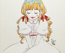 女の子、フードイラスト描きます アナログで水彩イラスト！カッコカワイイ女の子と食べ物！ イメージ1
