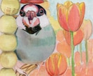 愛鳥さんを水彩絵の具で【ミニ色紙】に描きます 鳥さんの誕生日・記念日にちなんだお花を添えて水彩画を描きます イメージ1