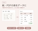 PDFや紙の表を、Excelに入力します 写真・PDF・手書きの表を、使えるデータにします イメージ1