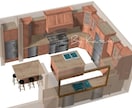 キッチンお部屋のデザインを3D レンダリングします コンピューターの3Dのスペースデザインとレンダーリング イメージ2