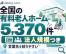 全国の有料老人ホーム5,370件を提供します 法人規模・多拠点展開まで整理｜営業先を効率よく絞り込めます イメージ1