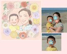 お花に囲まれた似顔絵描きます SNSアイコン等に！小さめプリントでお部屋に飾るのもおすすめ イメージ2