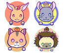 頭に小物を乗せたかわいい動物のアイコンを描きます アップの顔にカラフルな目が映える！明るくかわいく仕上げます。 イメージ5