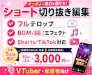 VTuber・配信者向け！切り抜きショート作ります 切り抜き箇所をご指定いただくだけ！まるっと切り抜き編集します イメージ1
