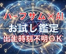 出生時刻不明OK｜￥500でお試し鑑定します ハーフサム×AI　あなたの本質と直近の運気の流れをお試し鑑定 イメージ1