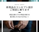 新商品のコンセプト設計のご相談に乗ります 商品企画のプロが商品の魅力を最大限に引き出すお手伝いをします イメージ1