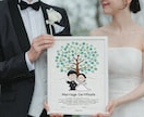 スヌーピー風似顔絵のゲスト参加型結婚証明書作成ます 説明書付き・年間300人以上の作成歴で可愛い似顔絵が大好評 イメージ2