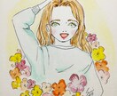 女の子、フードイラスト描きます アナログで水彩イラスト！カッコカワイイ女の子と食べ物！ イメージ3
