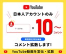 YouTube動画日本人コメント10件迄拡散します ⭐️10コメント⭐️秘密厳守⭐️日本人コメント イメージ1