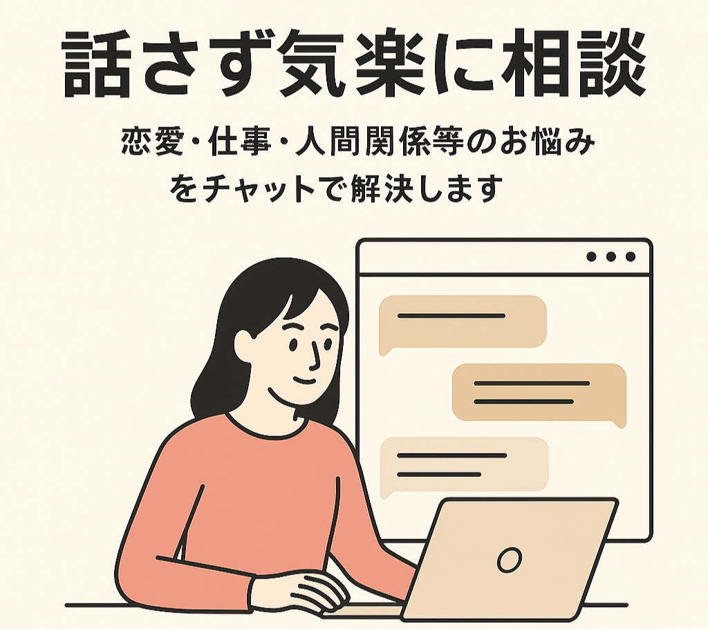 話さず気楽に、恋愛・仕事・対人等の悩みを解決します 日常の迷いから大きな悩みまで、的確かつ丁寧にアドバイスします イメージ1