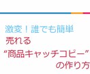 激変！売れる商品キャッチコピーの作り方お伝えします 読めばわかる！誰でも簡単にできる３ステップをお教えいたします イメージ1