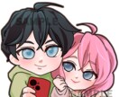 かわいいデフォルメペアアイコンつくります コテキャ・夢絵・カップルアイコンにどうぞ♡ イメージ2