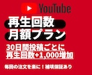 YouTube 再生回数増加｜月額対応します 毎回の連絡不要⭐週１投稿+1,000～自動で増加！ イメージ1