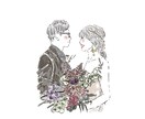 ウェルカムボードや記念日に線画イラスト描きます オシャレな可愛い線画調のイラストです★別料金で人数やペット可 イメージ8