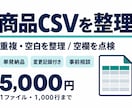 商品CSVの重複や空欄を点検・整理します 整理済みデータと変更記録を、一度の納品で イメージ1