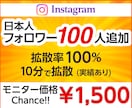 インスタに日本人フォロワーを100人増やします 【モニター価格】日本／匿名評価／安い／インスタ／拡散 イメージ1