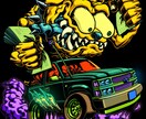 アメコミ、ラットフィンク風カーイラスト描きます 個人〜会社、チームのキャラクターロゴやグッズに！ イメージ2