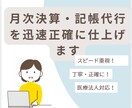 医療法人の月次決算・記帳代行を迅速正確に仕上げます 会計事務所経験者が複雑な医療会計を最短1日で仕上げます イメージ1
