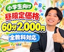 先着順！小学生｜昼間割！オンライン家庭教師します 国語、算数、理科、社会、英語！対応！8〜17時限定！土日も！ イメージ1