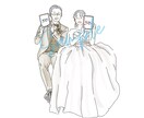 結婚式に◎シンプルでかわいい線画イラスト描きます ウェルカムボードやペーパーアイテムに！おしゃれな線画イラスト イメージ2