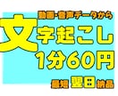 1分60円！！■動画・音声の文字起こし承ります スピーディーで低価格の文字起こし代行します■最短翌日納品■ イメージ1